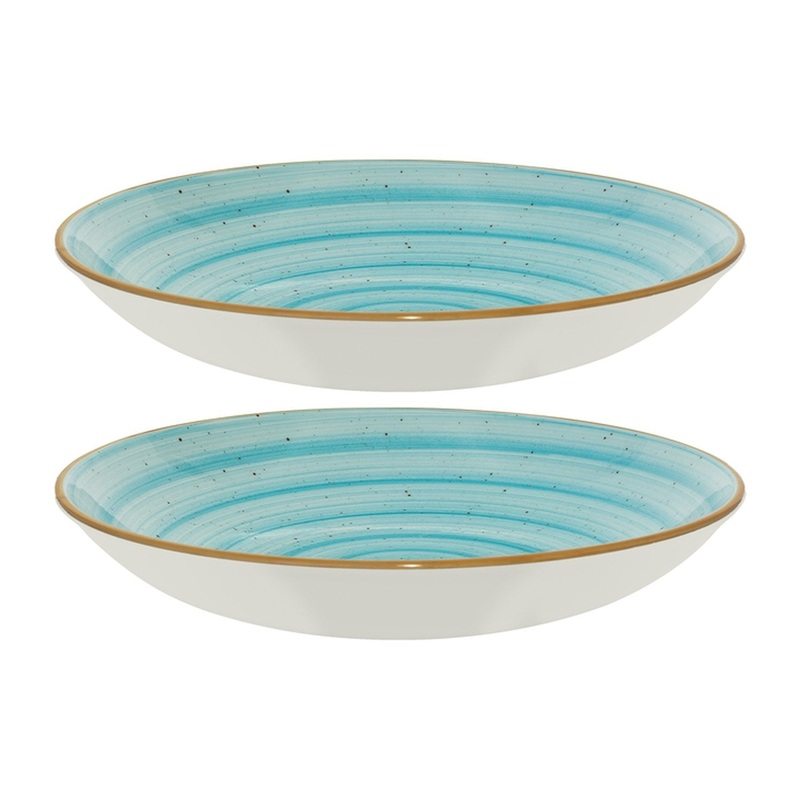 Aqua dia.11″ h:2.5″ 57 oz. Round Blue Porcelain Bowl (Set of 2)