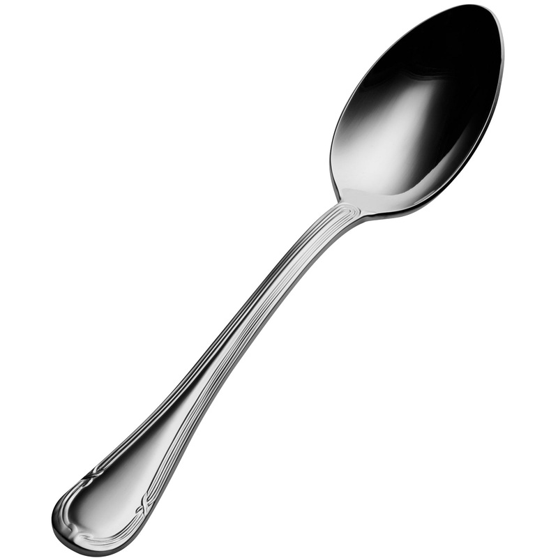 Bon Chef S803 Florence 7 1/4″ 18/10 Stainless Steel Soup / Dessert Spoon – 12/Pack