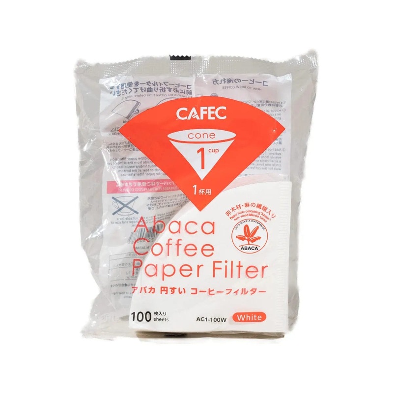 CAFEC Abaca Cup 1 Cone Paper Filter AC1-100W (White)