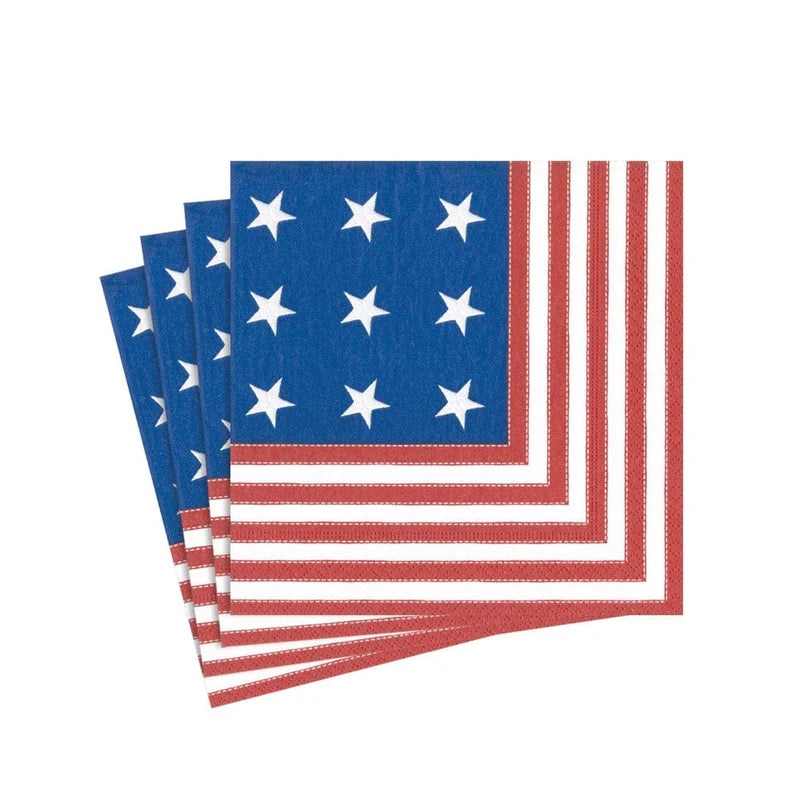 Caspari Star Spangled Paper Cocktail Napkins – 20 Per Package