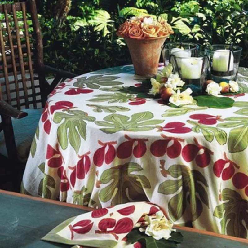 Couleur Nature Fig Red & Green French Tablecloth 71″ x 106″