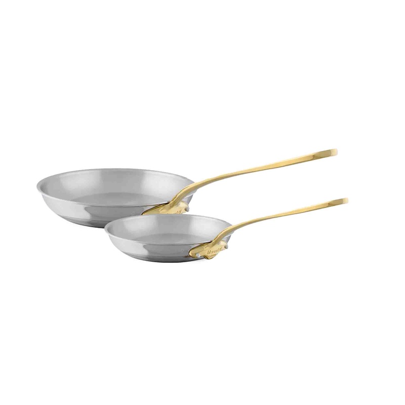 Mauviel M’COOK B 5-Ply 2-Piece Frying Pan 7.9-In and  9.4-In Set With Brass Handles
