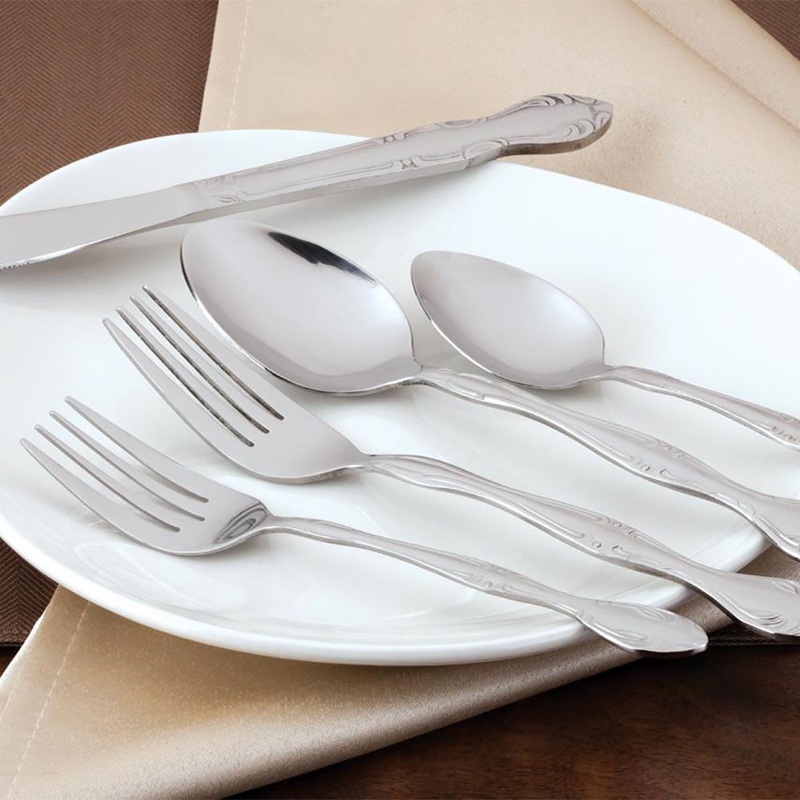 Walco 4605 Windswept 7 1/2″ 18/0 Stainless Steel Heavy Weight Dinner Fork – 12/Pack