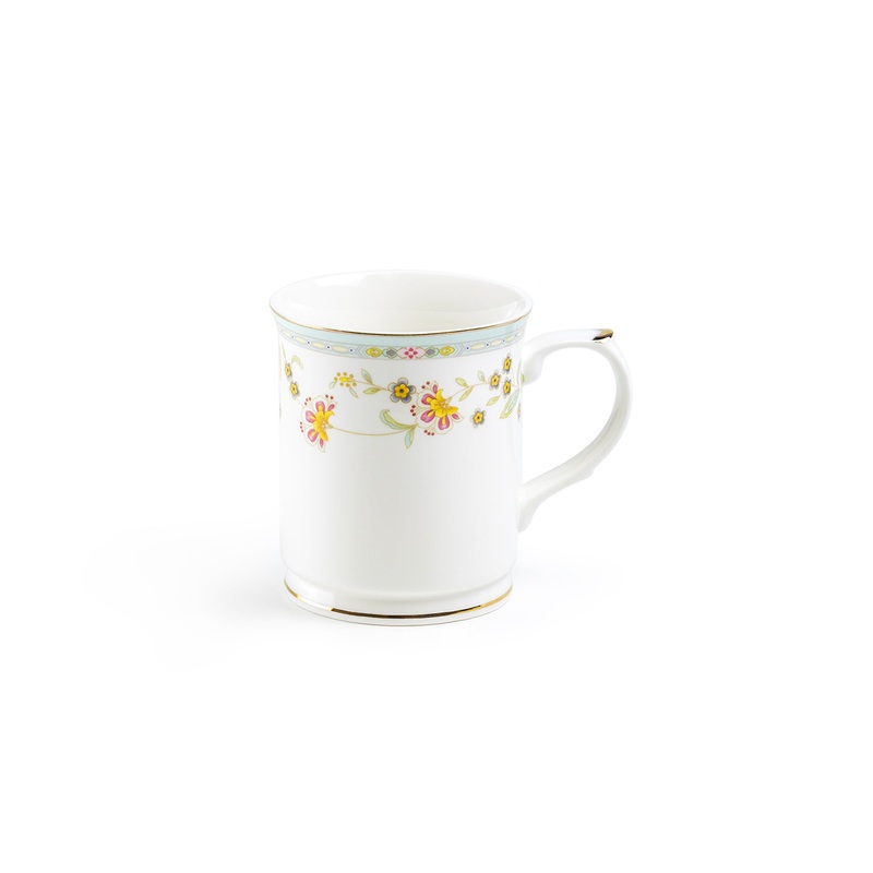 Yellow Corn Flowers with Mint Rim Fine Porcelain Mug