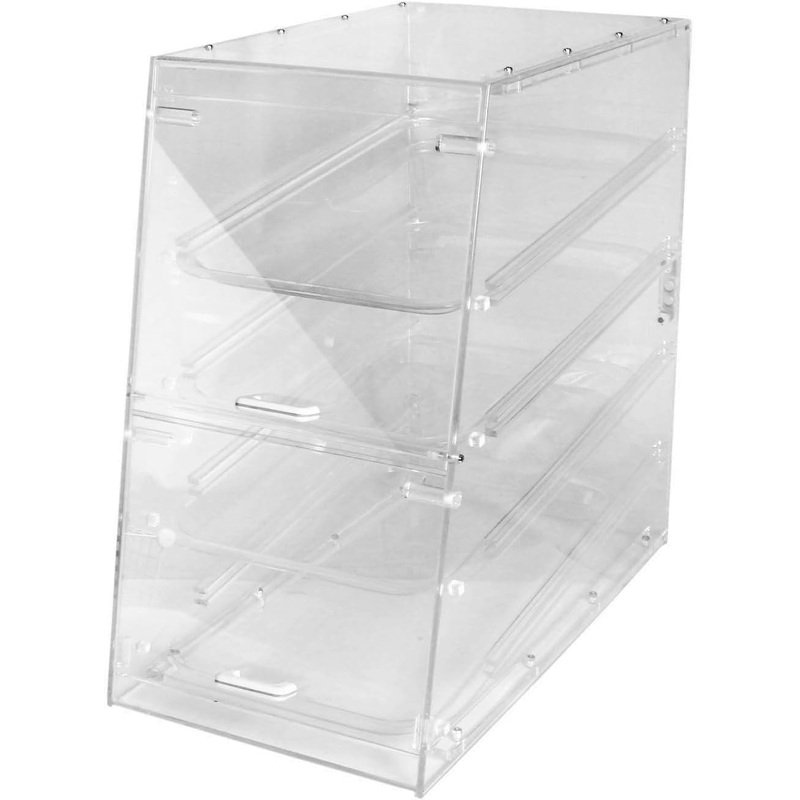 4 Tray Countertop Bakery Display Case with Rear Doors 14″ x 24″ x 24″- Pastry Case Box Retail Commercial Home use for Bagels Baked Goods Bread Donuts Vegetables
