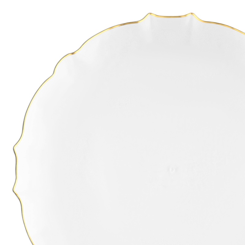 Clear with Gold Rim Round Lotus Plastic Dinner Plates (10.25″)
