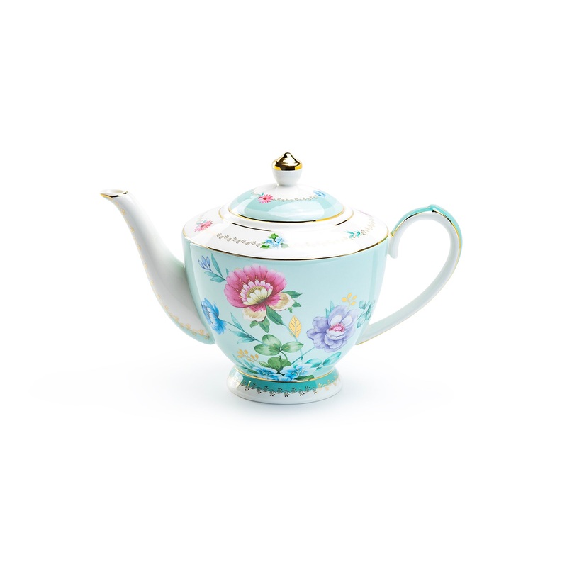 Mint Flower Garden Fine Porcelain Teapot