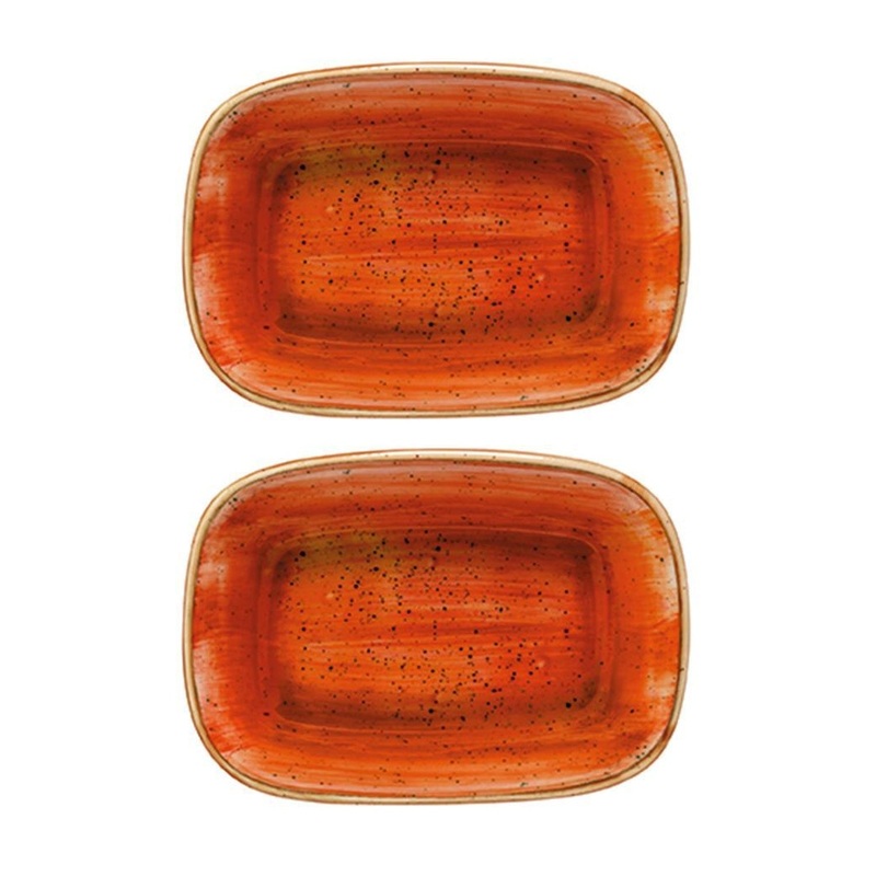 Terracota 6.5″ x 4.5″ x h:1.5″ 12 oz. Rectangular Terracotta Porcelain Deep Plate (Set of 2)