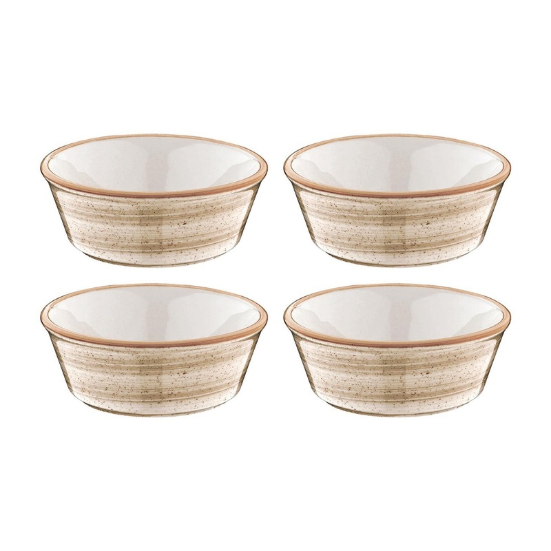 Terrain dia.4.75″ h:1.75″ 10 oz. Round Brown Porcelain Bowl (Set of 4)