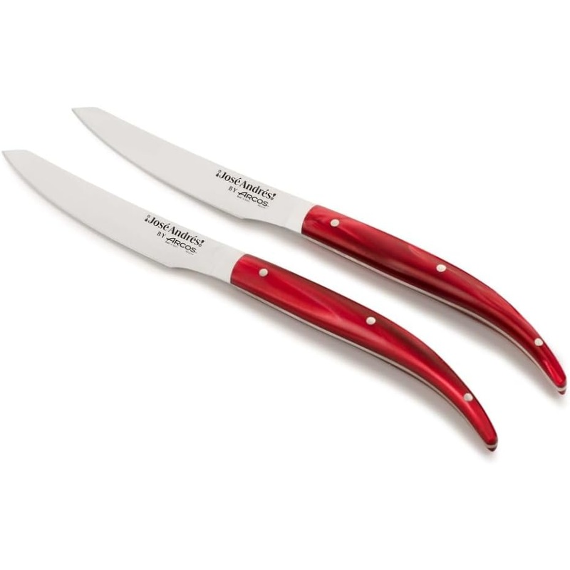 Arcos Jos Andrs Series – 2 Pc. Steak Knife Set, Red Pearly Marbled Handle