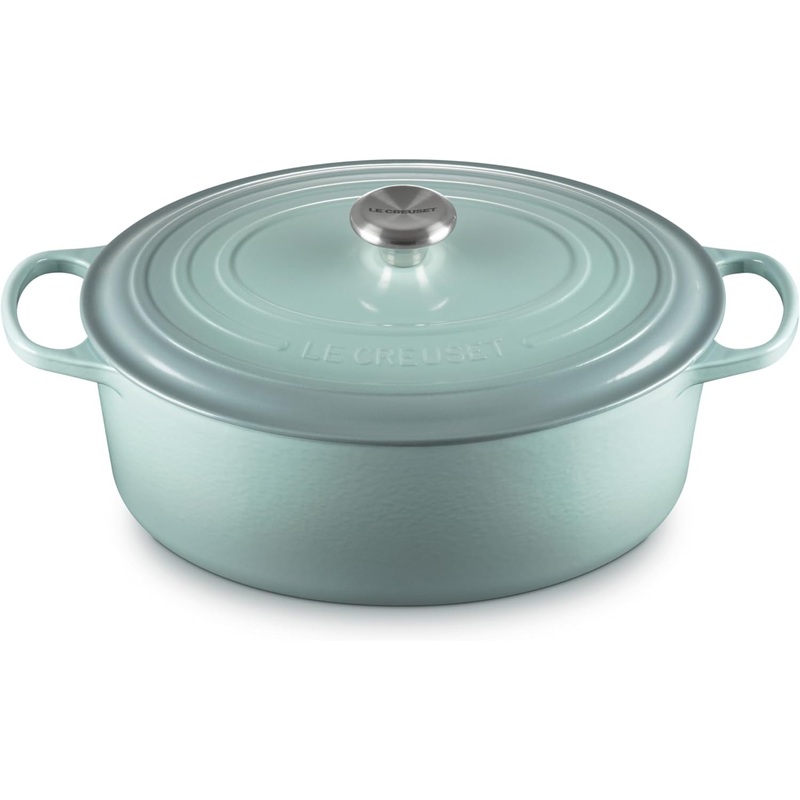 Le Creuset 8 Qt. Signature Oval Dutch Oven w/Stainless Steel Knob – Sea Salt