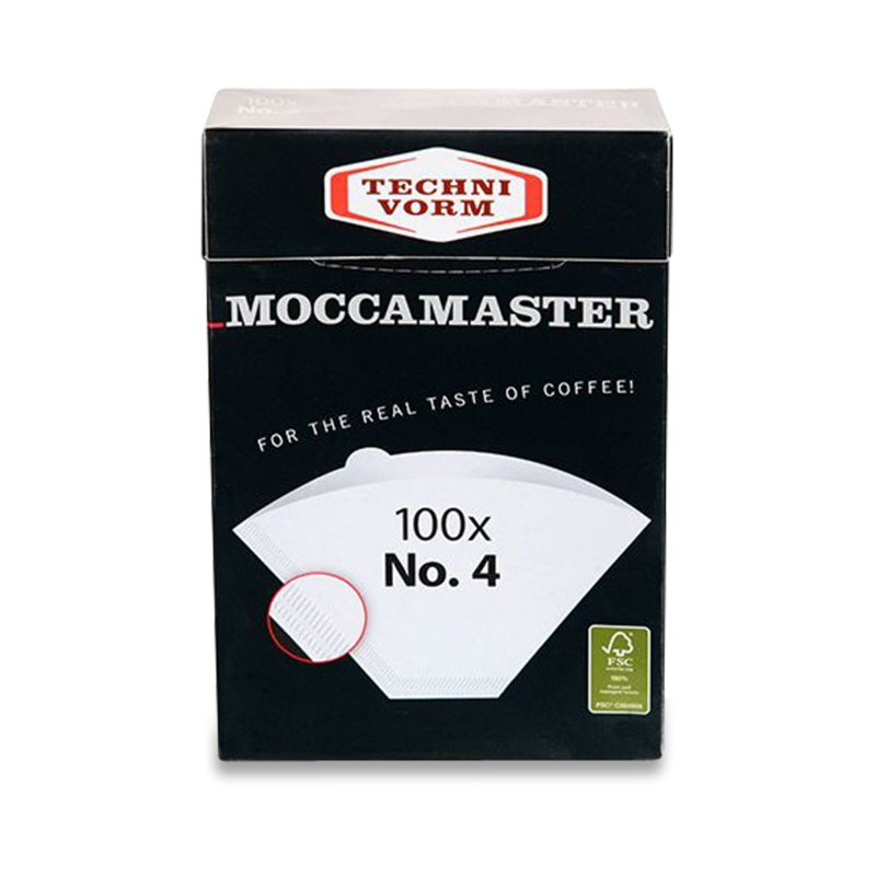 Moccamaster #4 White Paper Coffee Filters, Box of 100