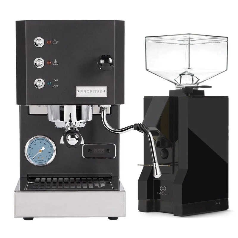 Profitec Go (Black) Espresso Machine & Eureka Mignon Facile Grinder (Black) Bundle