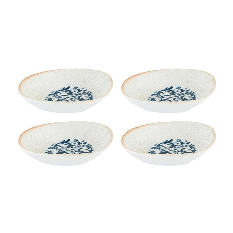 Viento 4″ x 3″ x h:0.75″ 1 oz. Organic Decorated Porcelain Bowl (Set of 4)
