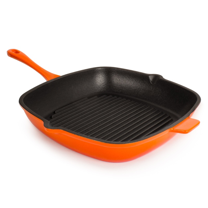 BergHOFF Neo Cast Iron Square Grill Pan 11″, Orange