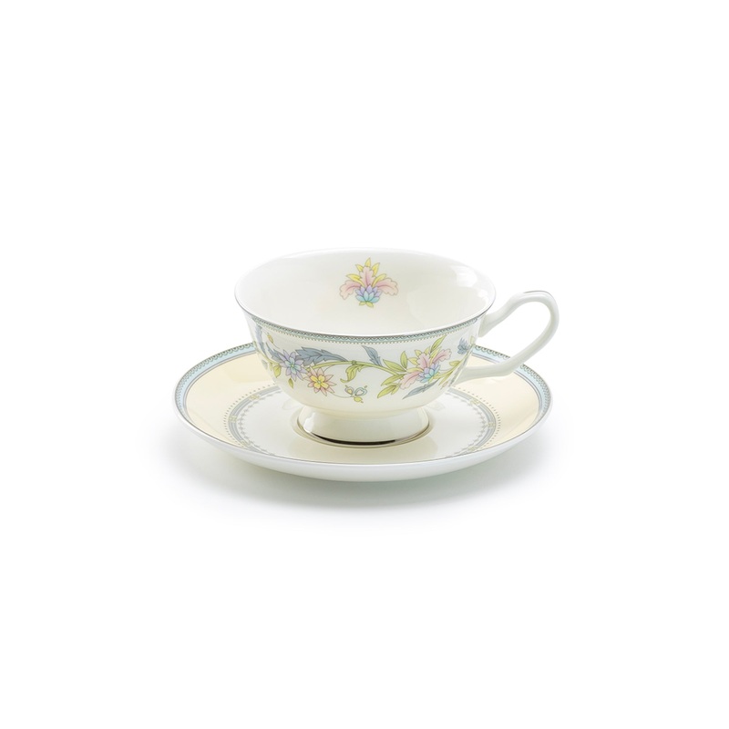 Lotus Garden Bone China Cup and Saucer