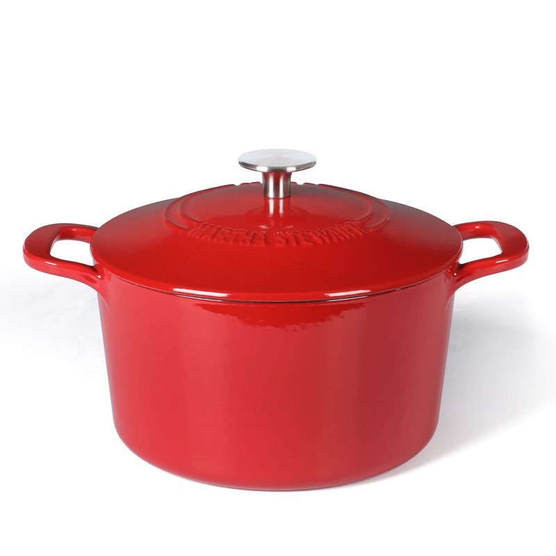 Martha Stewart Gatwick 4 Quart Enamel Cast Iron Dutch Oven – Red