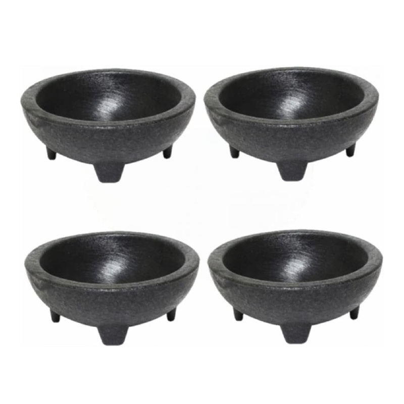 Molcajete Salsa Bowl Black Color – Perfect for Parties Events Regular Use Great for Molcajete Chips Guacamole Serving Dish Sauce Cup Side dish Snack Dip Nuts or Candy