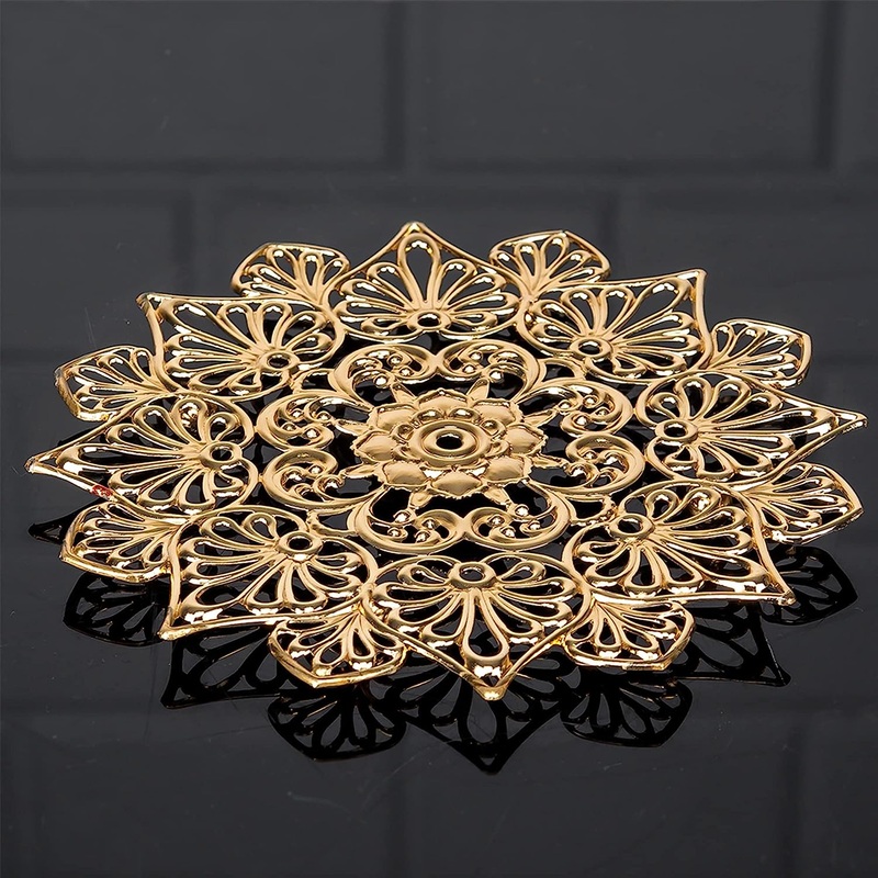 Vintage Round Trivets for Gift, Fancy Candle Tray for Dresser, 6 pcs