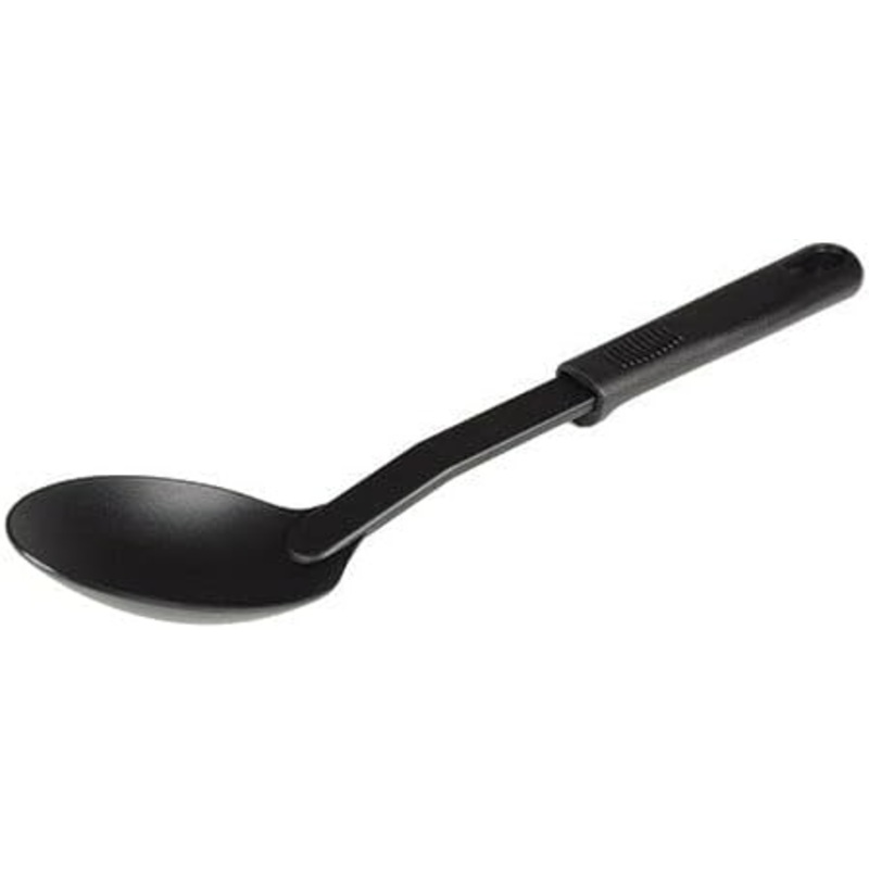 11-1/2 Solid Spoon High-Heat Nylon & Polypropylene Handle Black Color- Kitchen Cooking Spoons Serving Spoons Heat Resistant up to 410F Kitchen Spoons for Mixing Serving Stirring