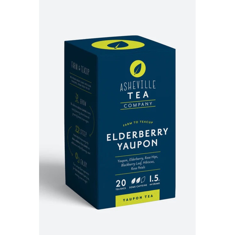 Asheville Tea Elderberry Yaupon Tea Box, 20 tea bags