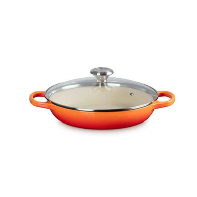 Le Creuset – 2.25 Qt. Signature Braiser with Glass Lid – Flame(Promo)