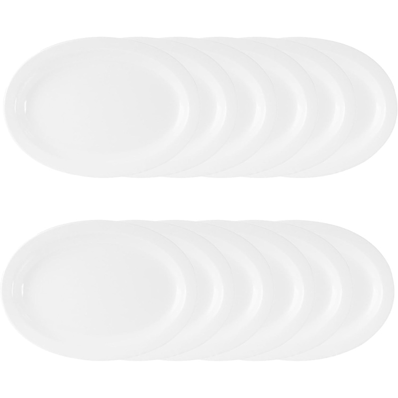 Narrow Rim Platter Melamine Set of 12 – Dishwasher Safe Break-Resistant Reusable Serving Platter Kitchen Dinnerware Appetizer Plates Serving Trays