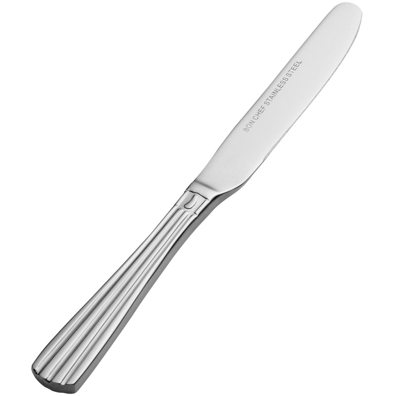 Bon Chef S1617 Britany 7″ 13/0 Stainless Steel Extra Heavy Weight European Solid Handle Butter Knife – 12/Pack