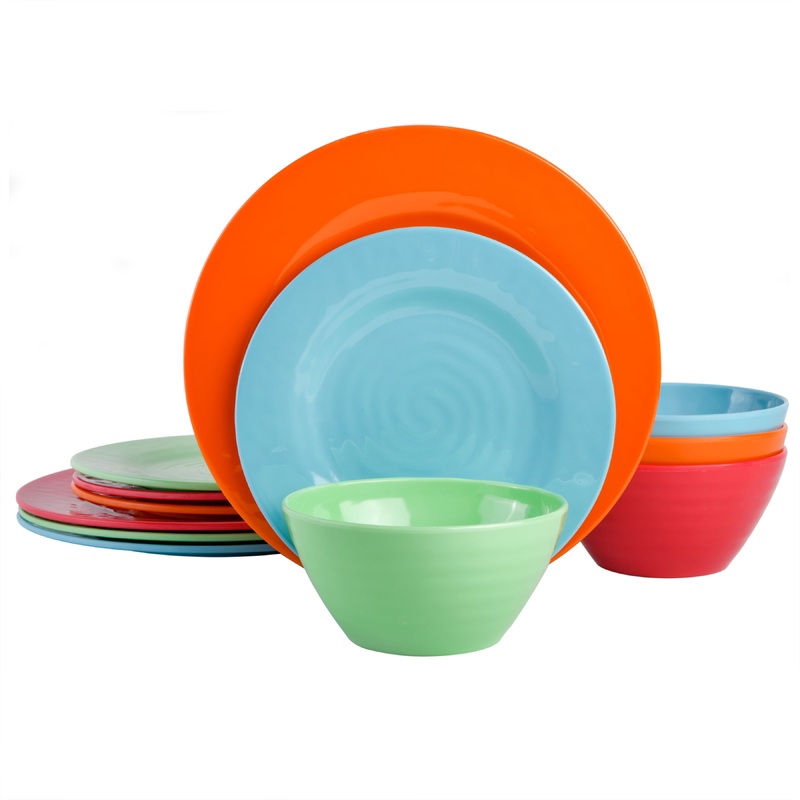 Gibson Home Brist 12-Piece Melamine Dinnerware Set