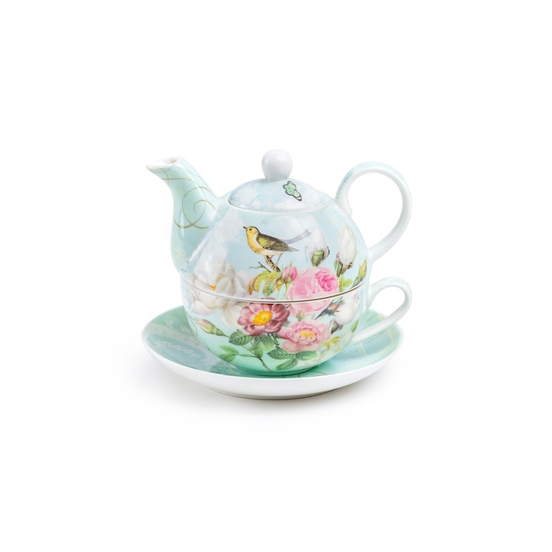 Robin’s Rose Garden Fine Porcelain Tea For One Set