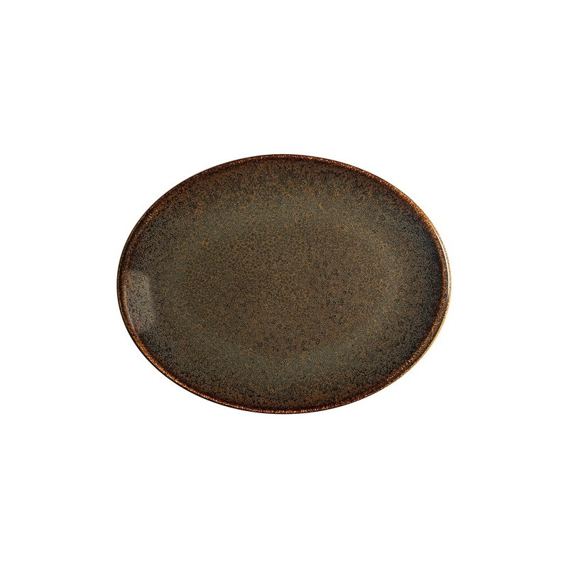 Tierra 12.25″ x 9.5″ x h:1″ Oval Brown Porcelain Platter