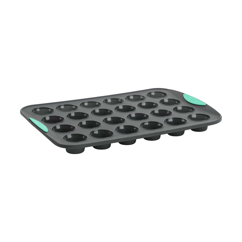 Trudeau Structure Silicone 24 Cavity Mini Muffin Pan, Grey/Mint