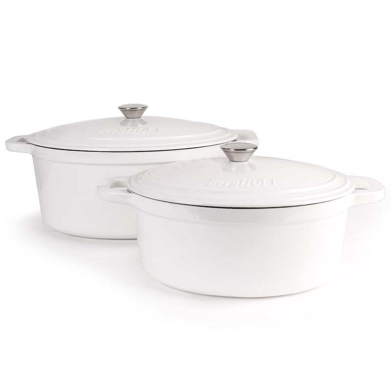 BergHOFF Neo 4pc Cast Iron Cookware Set, 5qt. & 8qt., White