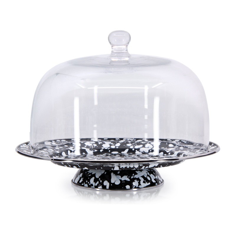 Black Swirl Cake Plate with Cover