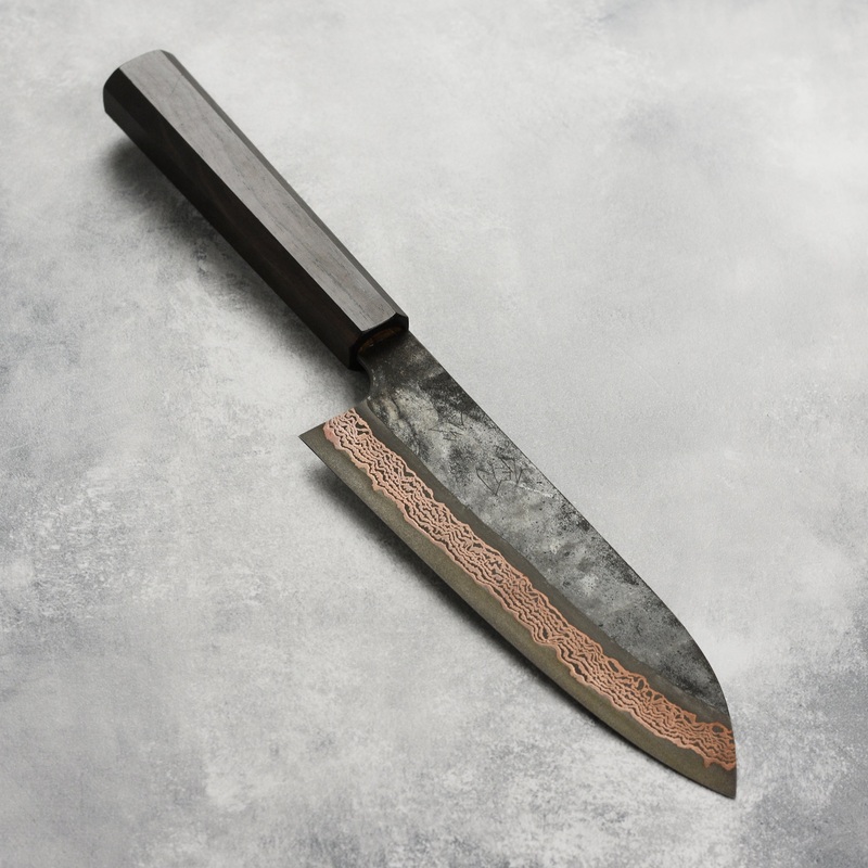 Hatsukokoro x Nigara Yorokobi SLD Kurouchi Copper Damascus 7″ Santoku