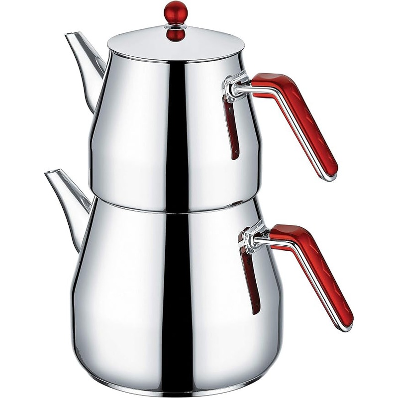 Kahramanlar Stainless Steel Turkish Teapot Set, 4 Pcs