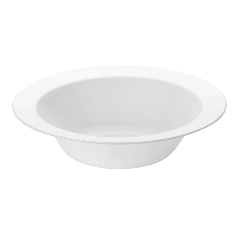 Solid White Edge Rim Round Disposable Plastic Soup Bowls (12 oz.)