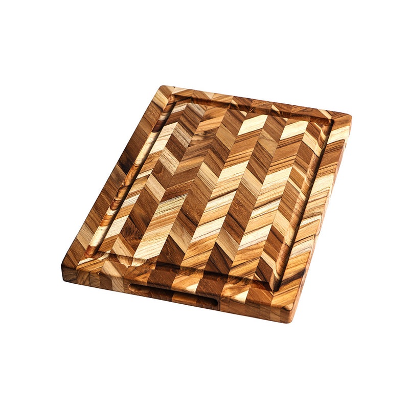 Teak Haus – HERRINGBONE CUTTING BOARD MEDIUM THICKNESS 18 x 14 x 0.9 in