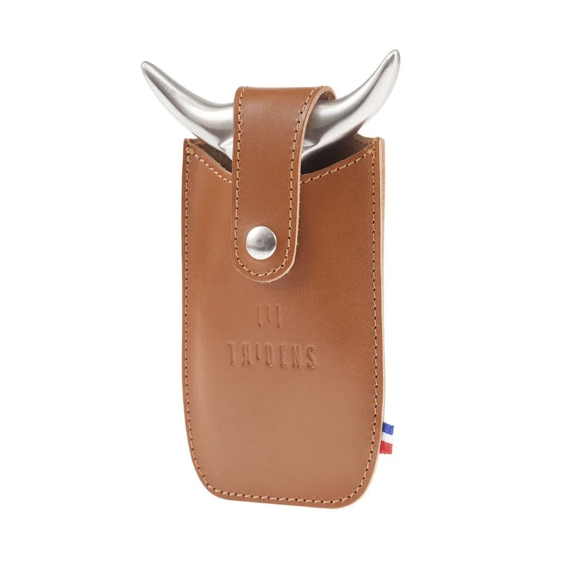 Tridens Hand Crafted Brushed Stainless Steel Fork With David’s Leather Pouch With Belt Loop, 6.5-Inch