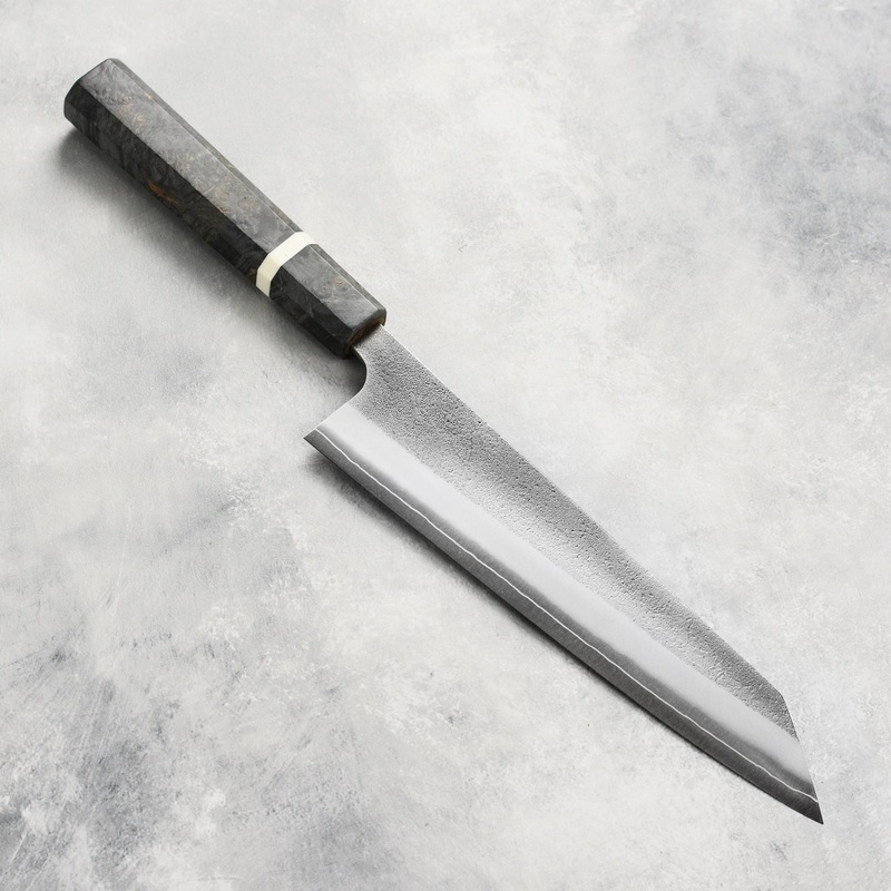 Yoshikane SKD Nashiji Stainless Clad 8.25″ Kiritsuke, Stabilized Birch