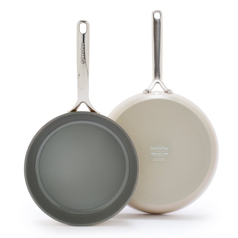 GP5 Colors Ceramic Nonstick 9.5″ and 11″ Frypan Set with Mirror Handles | Taupe