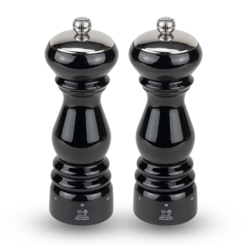 Peugeot Paris Icone U’Select Wood Salt and Pepper Mill Set Black Lacquered, 7-Inches