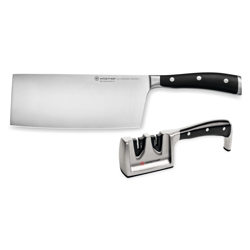 Wusthof Classic Ikon – 2 Pc. Chinese Chef’s Knife and Sharpener Set