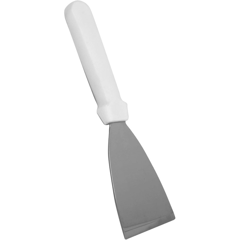 3-Inch Stainless Steel Blade Pan Scraper with White Plastic Handle- Flat Top Griddle Accessories Hamburger Pancake Spatula Flipper Grill Scraper Utensil for Home Kitchen Restaurants