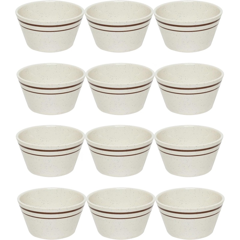 7 oz Arcadia Bouillon Cup Melamine Set of 12- Dishwasher Safe Break-Resistant Dinnerware Small Bowls for Side Dishes Dessert Soup Chili Dipping Sauce