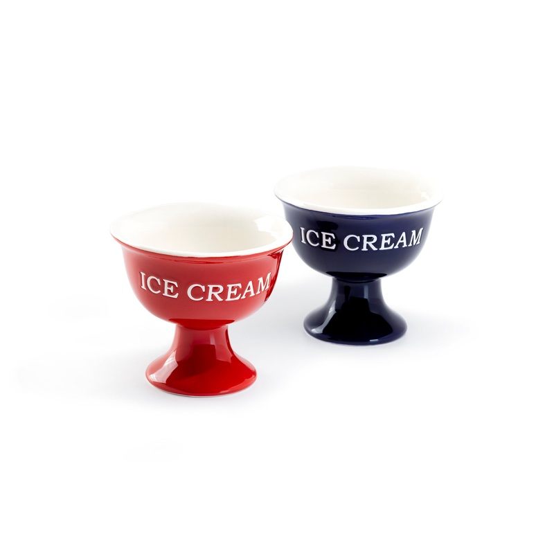American Red / Navy Blue Footed Ice Cream Bowl