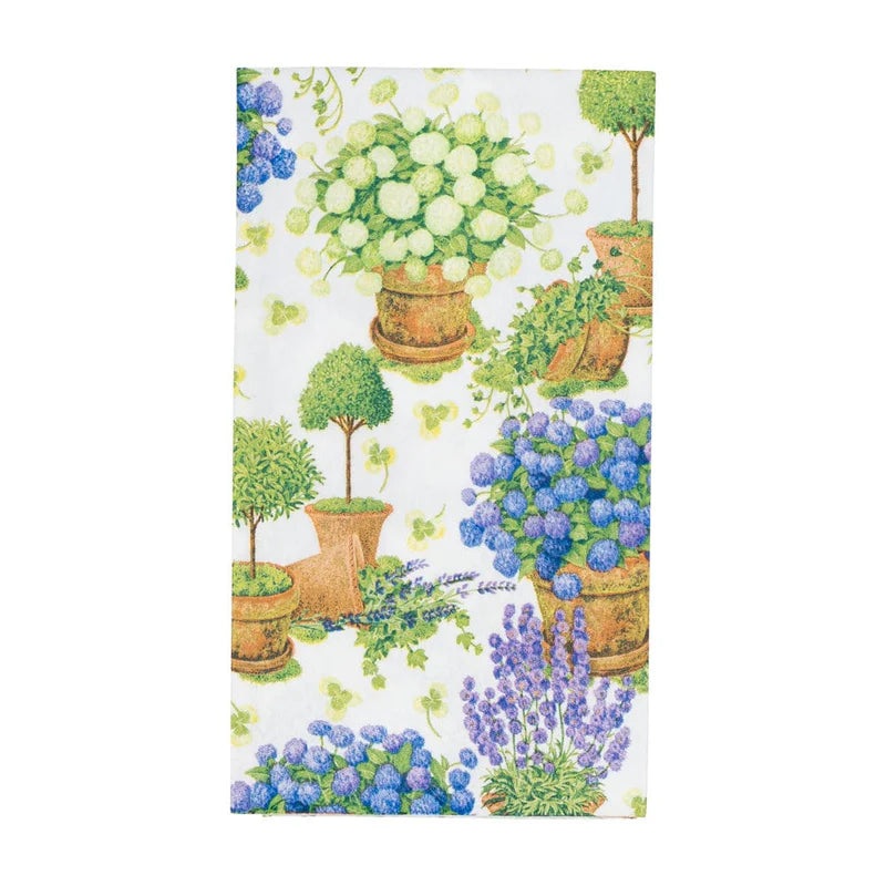 Caspari Potted Hydrangeas Guest Towel Napkins – 15 Per Package