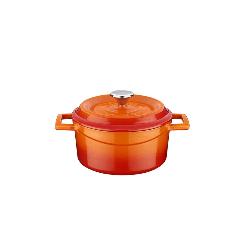 Cast Iron dia.5.5″ h:2″ 26 oz. Round Orange Cast Iron Dutch Oven