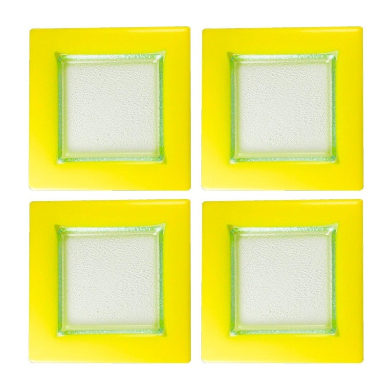 Glass Dinnerware 6″ x 6″ Square Yellow Glass Plate (Set of 4)