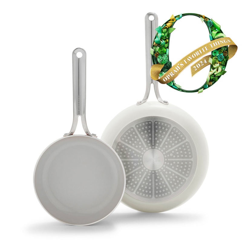 Nova Ceramic Nonstick 8″ and 10″ Frypan Set | Cream